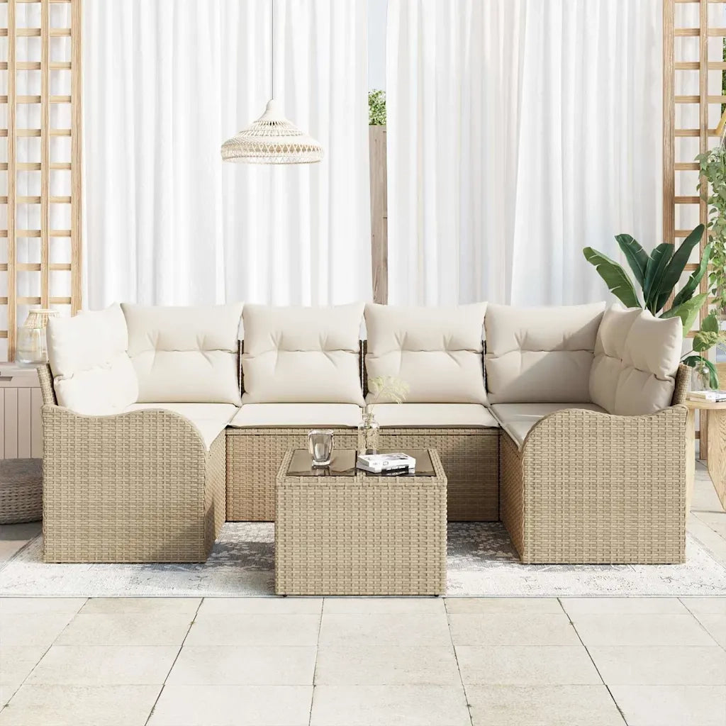 Set Divano da Giardino con cuscino 7 pcs Beige e Crema 3354270