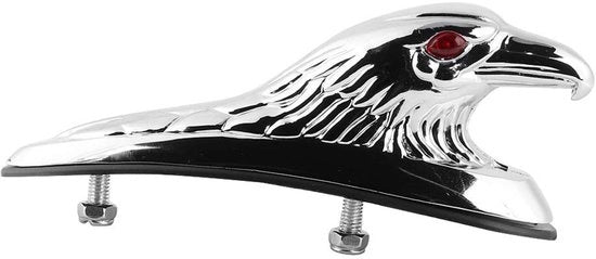 Decorazione Universale a forma di Testa di Aquila - Spatbordo per Motocicletta - Materiale in Alluminio - Aspetto Nostalgico - Occhi Rossi - Ornamento per Motocicletta