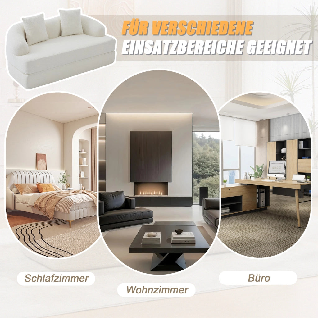 Divano letto 2 posti - con funzione letto e schienali separati - in chenille beige