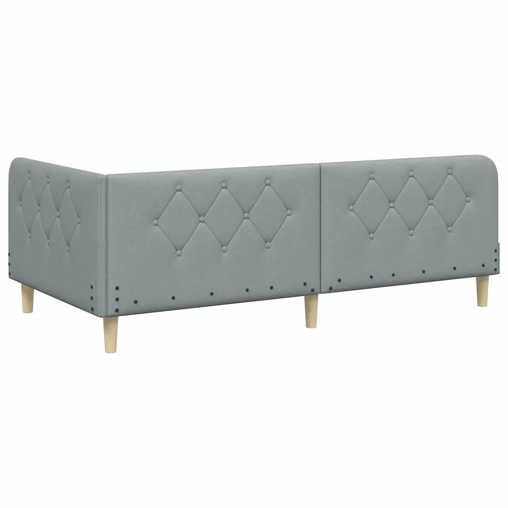 Cornice del letto ad angolo Grigio chiaro 90 x 200 cm Tessuto
