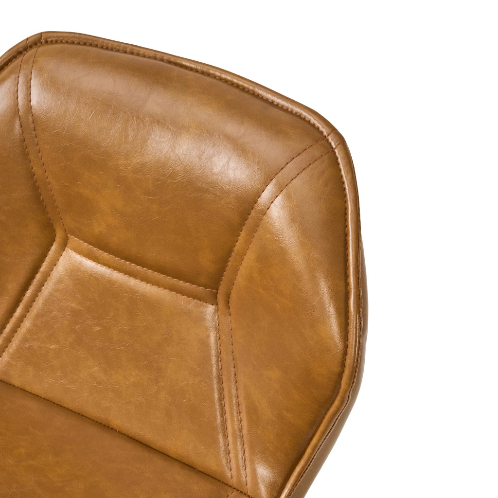 Sgabello da bar Set da 2 con Schienale ergonomico e Poggiapiedi, in Similpelle e Metallo, Marrone