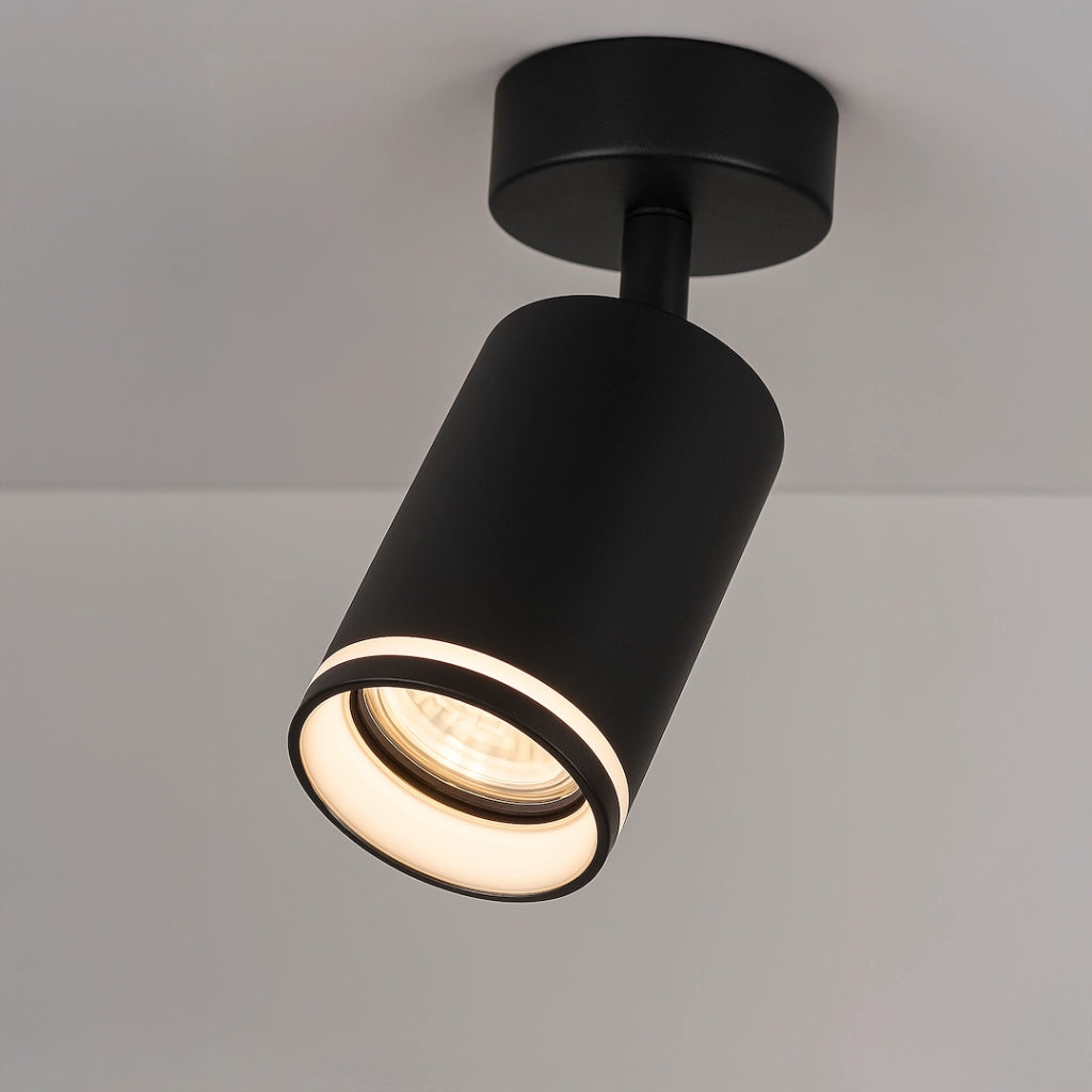 Faretto soffitto moderno nero tondo orientabile GU10