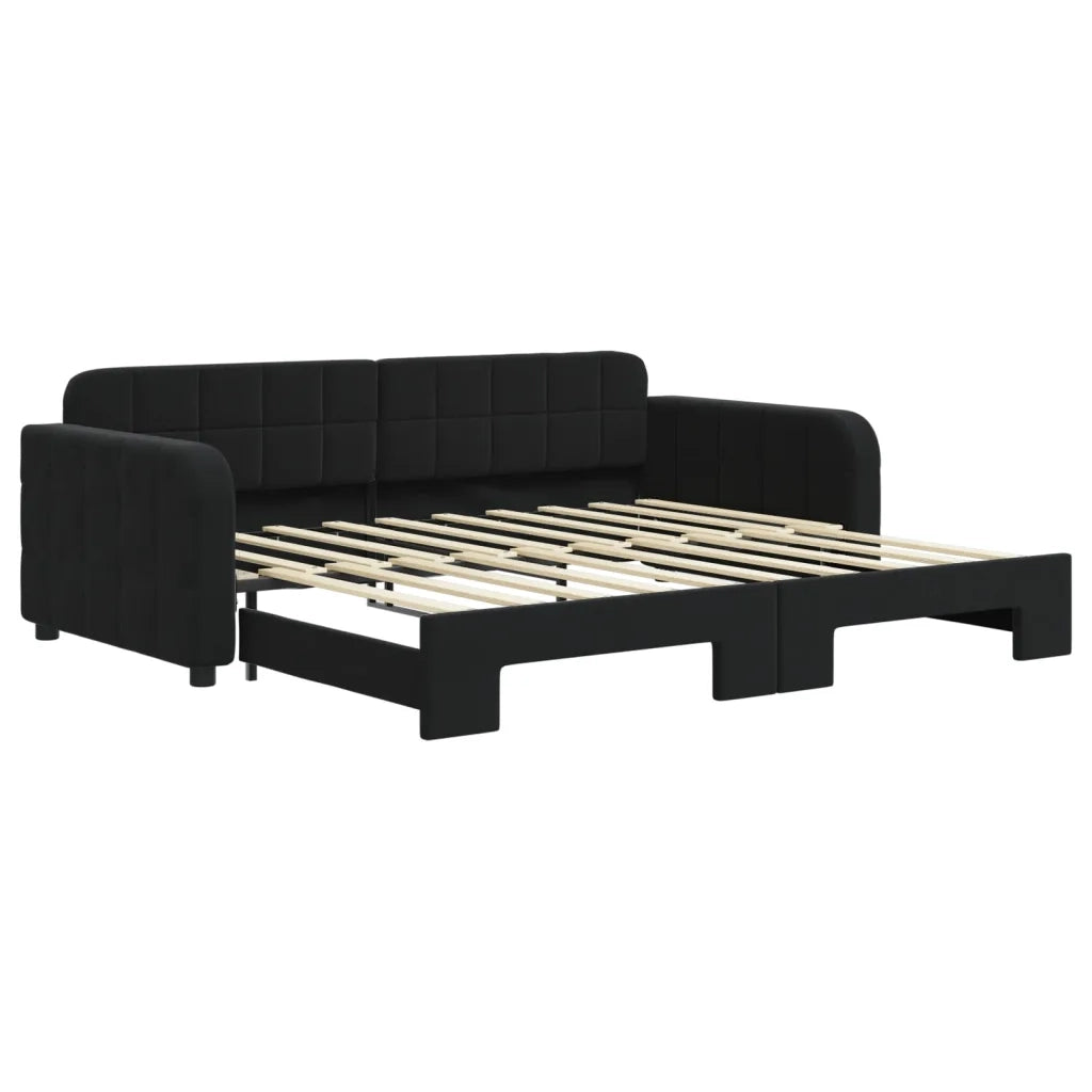 Divano letto | Sof¨¤ letto | Letto singolo Estraibile Nero 90x190 cm in Velluto