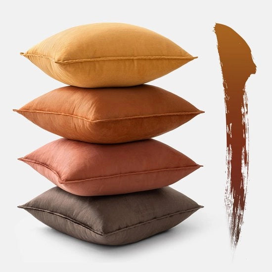 Set di 4 coprisacco 40x40 cm in velluto Khaki Serie Coprisacco decorativo per divano Coprisacco per divano con bordo a rullo Coprisacco decorativo per divano e sala da pranzo