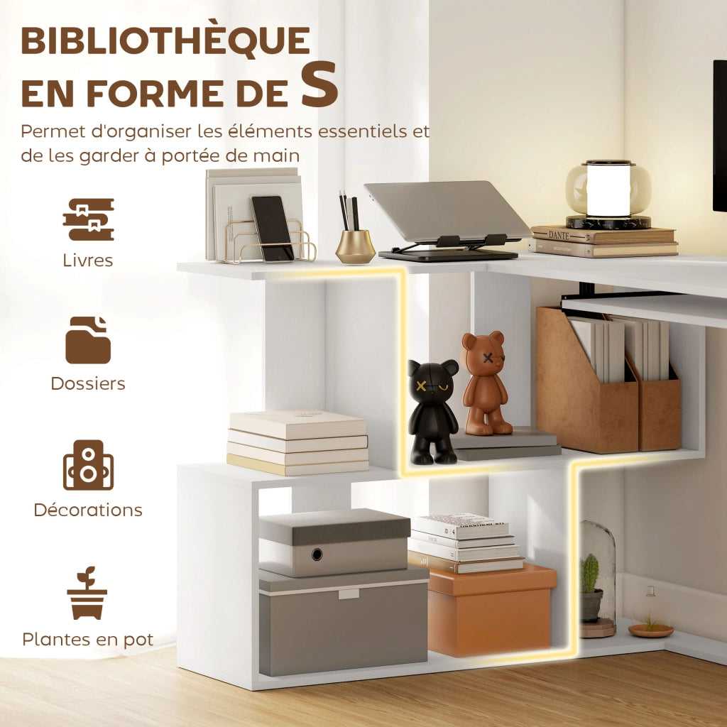 Scrivania angolare con ripiani e cassetto ¨C Minimal ¨C bianco 120x100x76