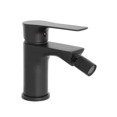 Set miscelatori lavabo alto e bidet Flat nero opaco con piletta