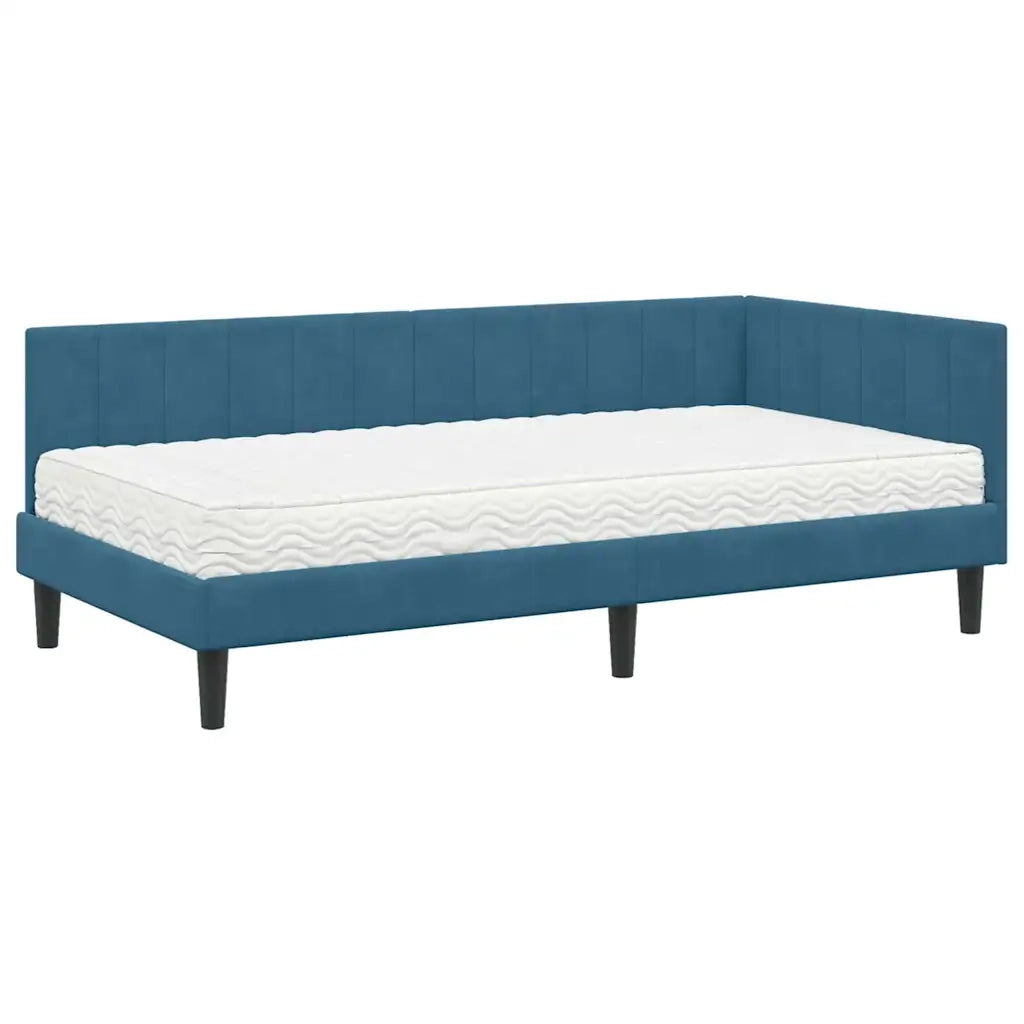 Struttura Letto Angolare con Materasso 2 pcs Blu Velluto 3393897