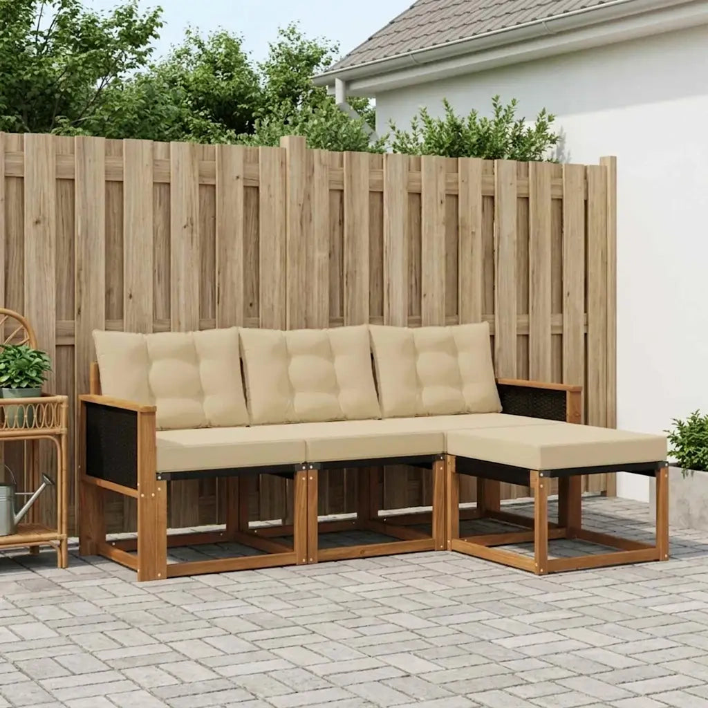Set di divani da esterno con cuscino 4 pcs Naturale e Beige 3381865