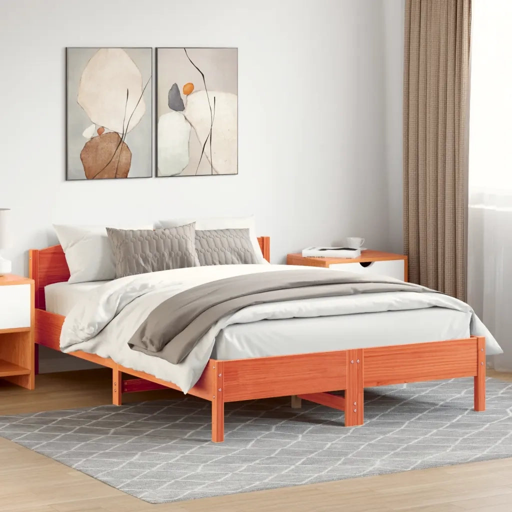 Giroletto senza Materasso-Struttura Letto Marrone Cera 160x200 cm Legno di Pino 619106