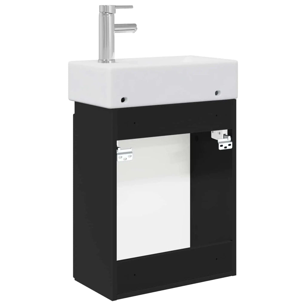 Mobile Bagno | Armadio da bagno con rubinetto Nero 45,5 x 22,5 x 84 cm