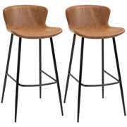 Sgabelli da Bar con Schienale Imbottito ¨C Minimal ¨C Marrone 2 Pezzi