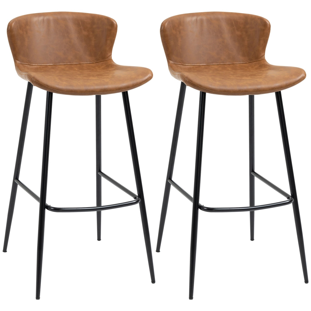 Sgabelli da Bar con Schienale Imbottito ¨C Minimal ¨C Marrone 2 Pezzi