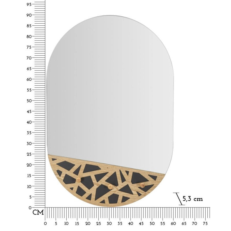 Specchio Da Muro Con App-abiti Carv cm 60x5,3x90
