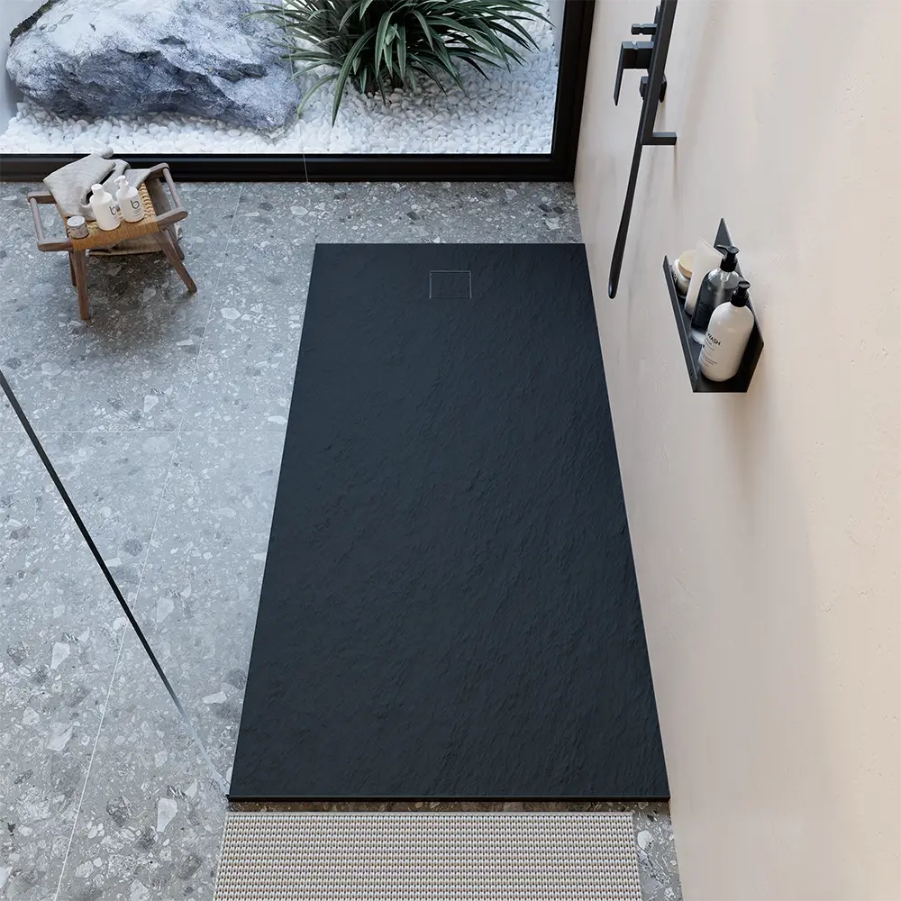 Piatto doccia 90x170 cm colore nero effetto pietra | Samos