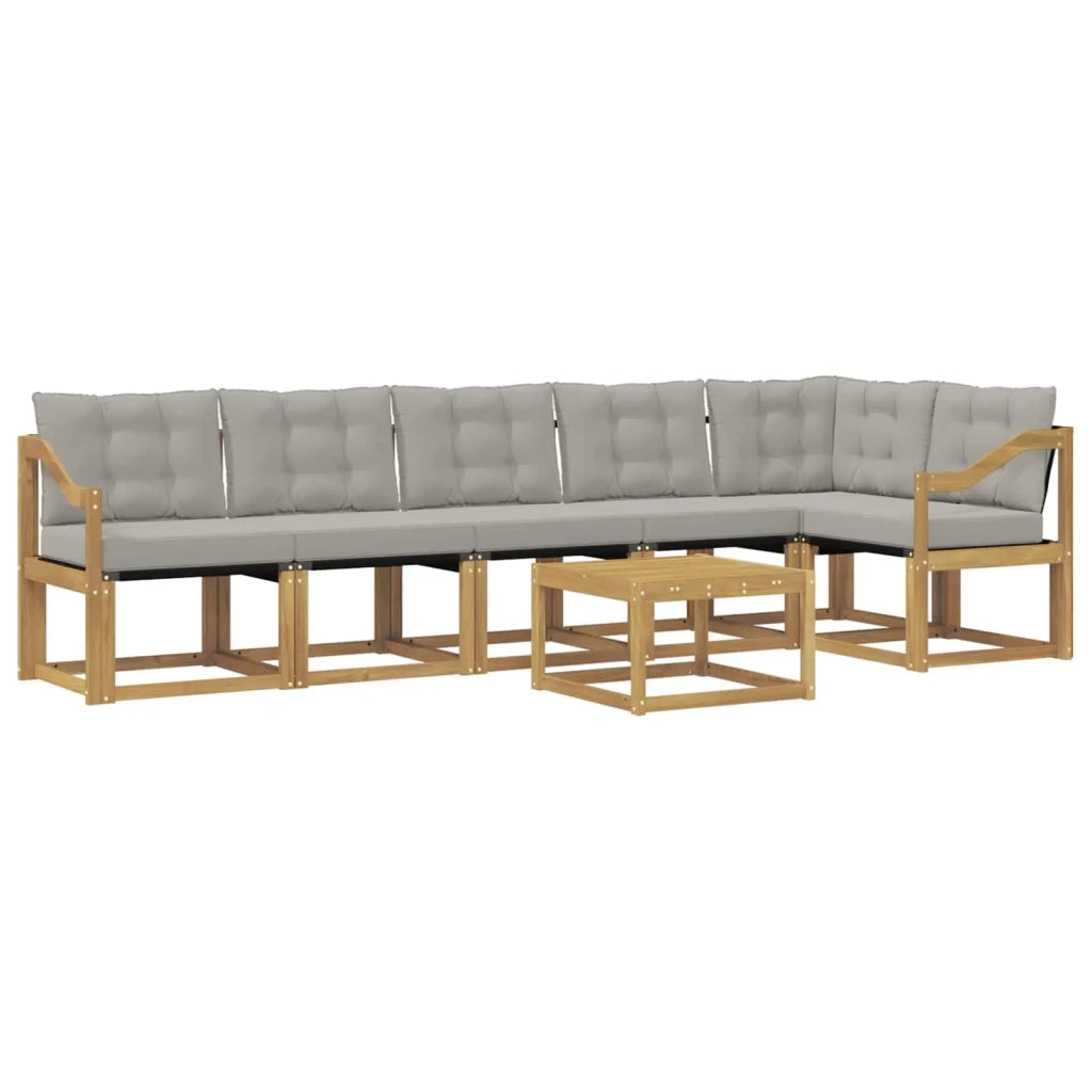 Set di divani da esterno 7 pz Bianco e Grigio Chiaro 3389557