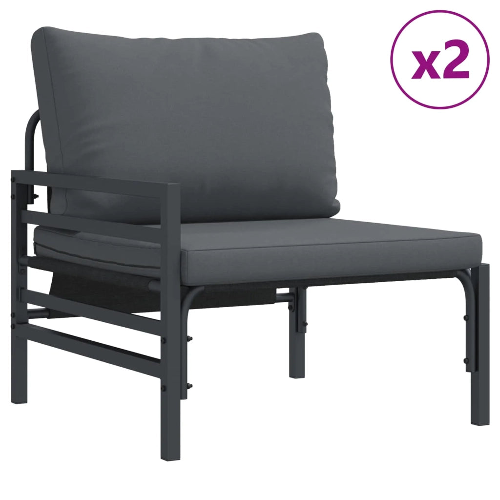 Set Divano da Giardino con cuscino 6 pcs Nero Acciaio 3378989