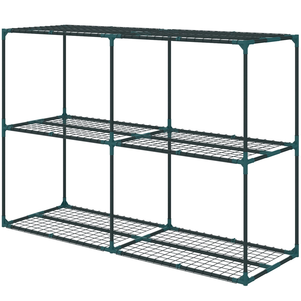 Portapiante a 3 Livelli ¨C Minimal ¨C Verde Scuro, Acciaio e Plastica, 143x48x100 cm