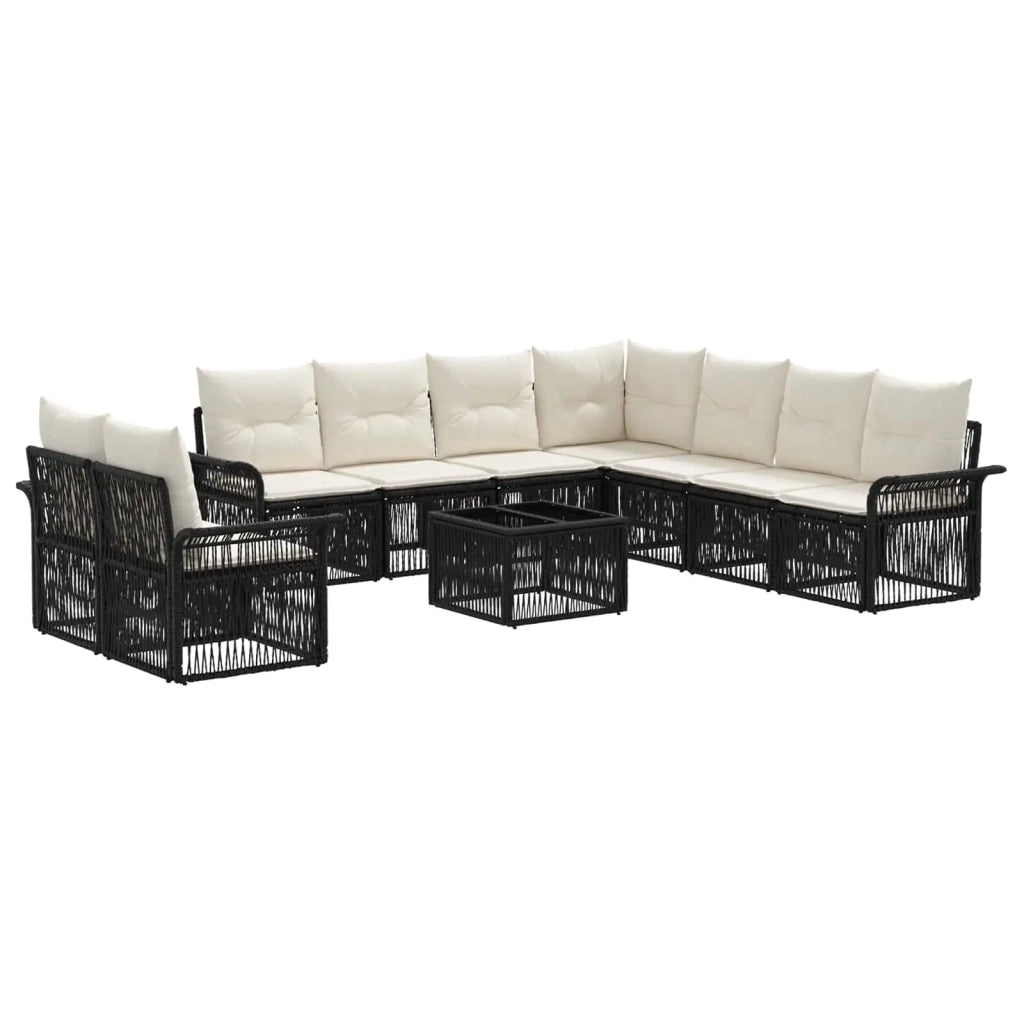 Set Divano da Giardino 10 pz Nero polyrattan 3434872