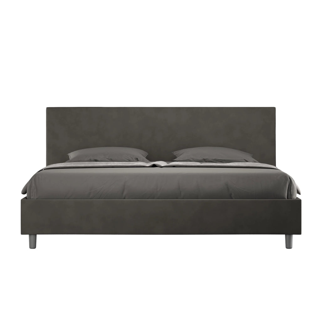 BS COM Letto con rete imbottito 180x190 microfibra grigio