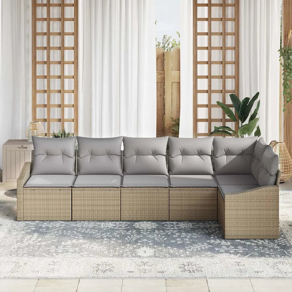 Set di divani con cuscino 6 pcs Beige polyrattan 3346740