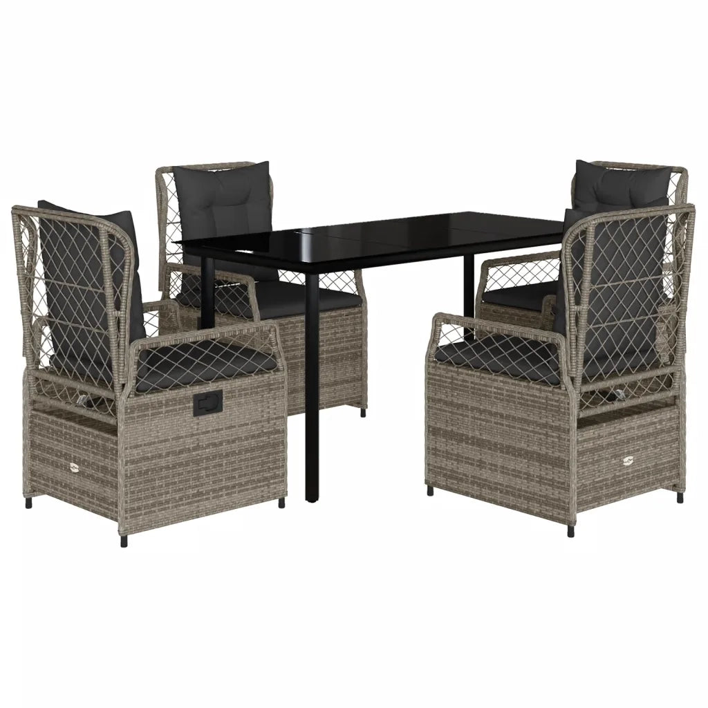 Set da Pranzo da Giardino 5 pz con Cuscini in Polyrattan Grigio 3262994