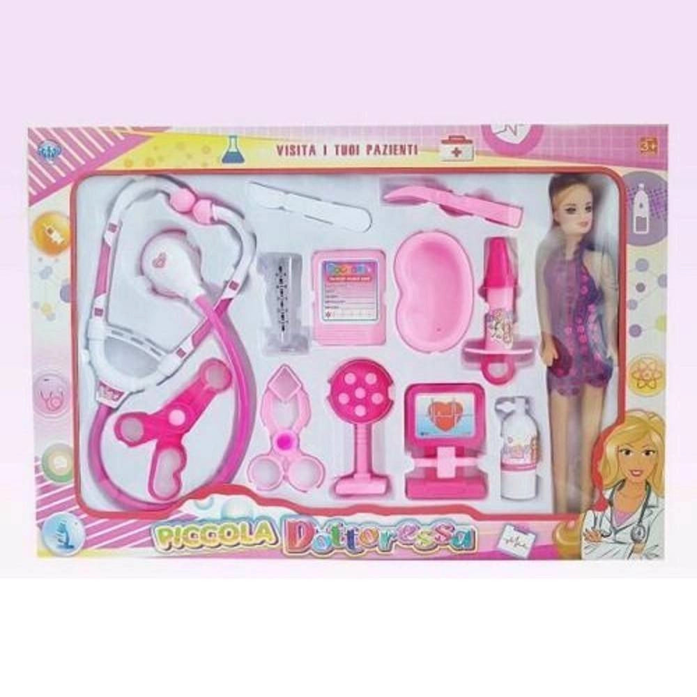 Trade Shop - Piccola Dottoressa Bambolina Con Accessori Dottore Giocattolo Gioco Bambina -
