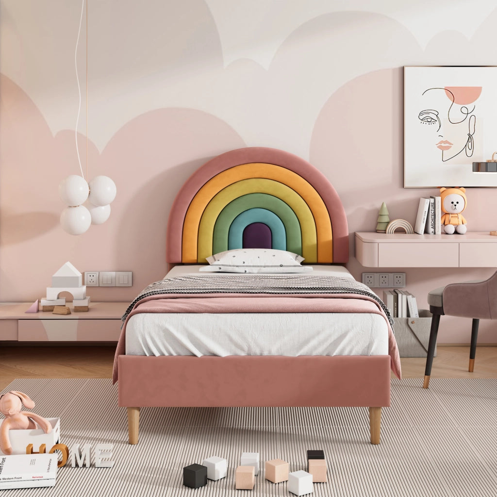 letto imbottito velluto rosa 90 x 200 cm