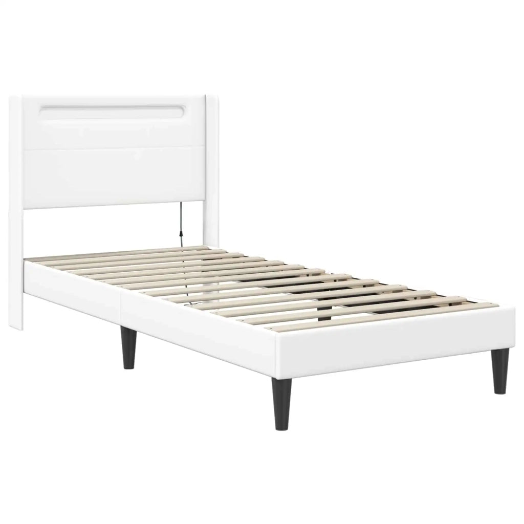 Struttura letto con materasso-Giroletto Bianco 90 x 190 cm Similpelle