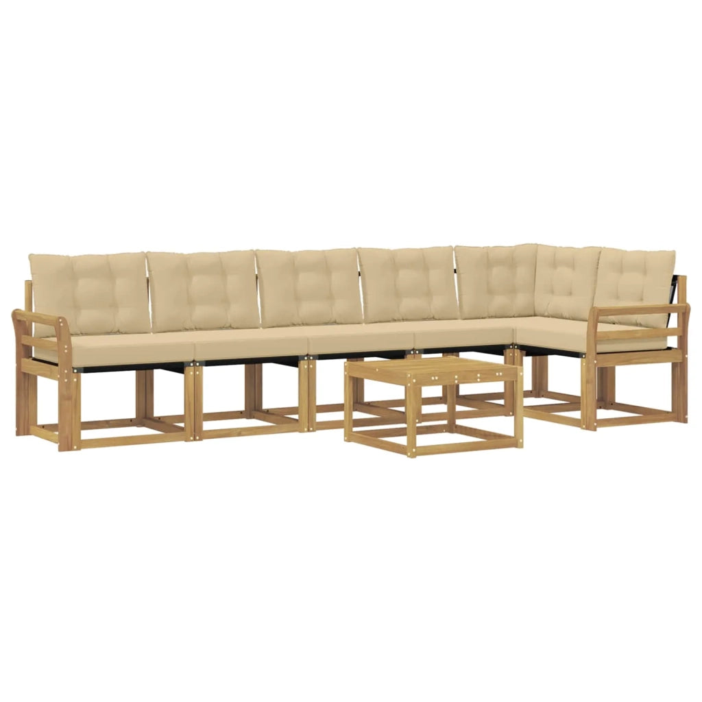 Set di divani da esterno 7 pz Bianco e Beige 3389551
