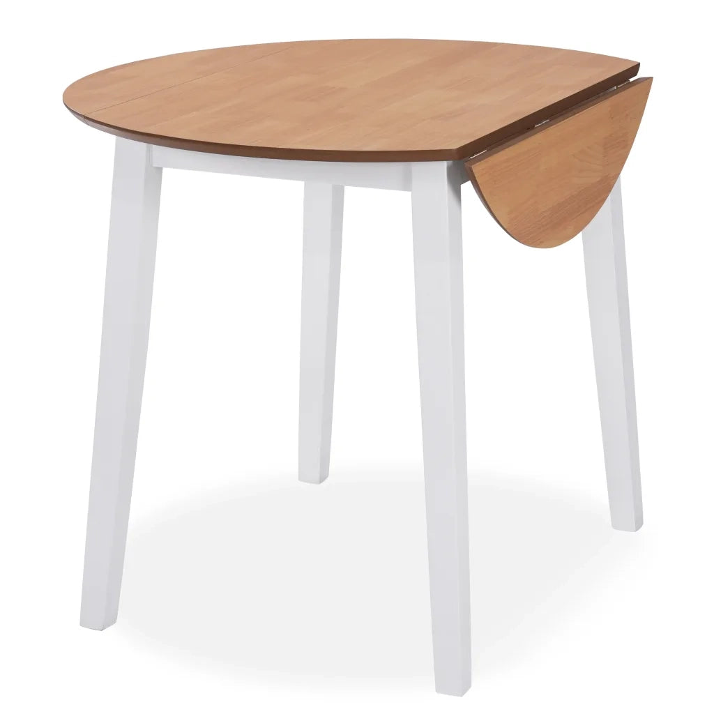 Set da Pranzo 5 pz in MDF e Legno di Hevea Bianco 274943