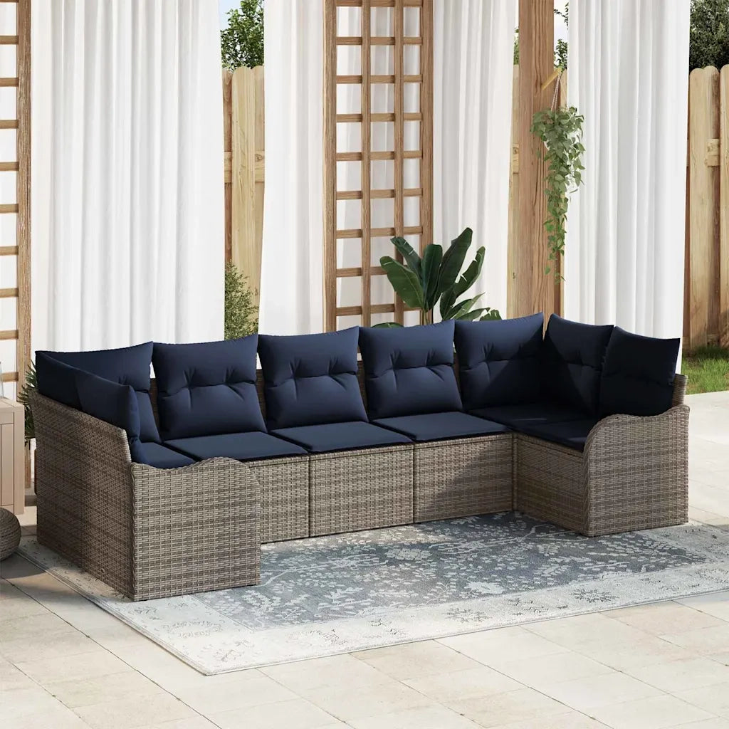 Set Divano da Giardino Grigio polyrattan 3345855
