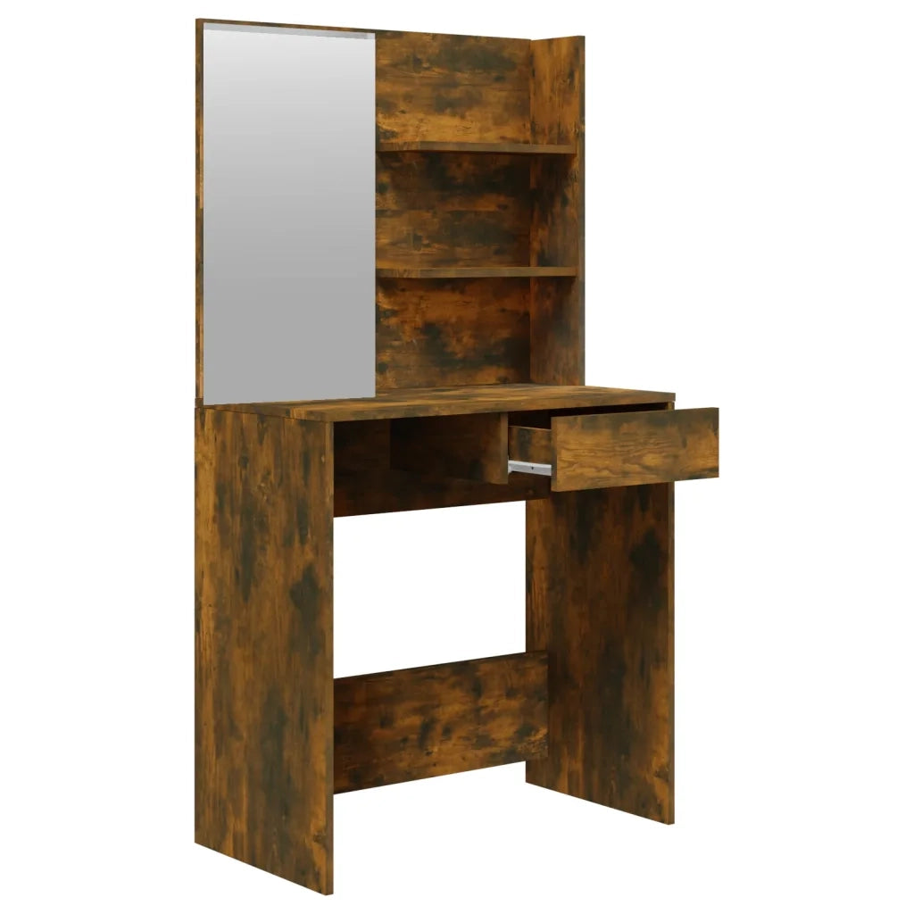 Toeletta con Specchio-Tavolo da Vanit¨¤ Rovere Fumo 74,5x40x141 cm