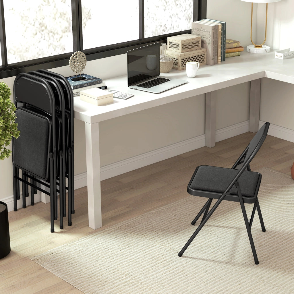 Set 4 Sedie Pieghevoli ¨C Minimal ¨C Metallo Nero