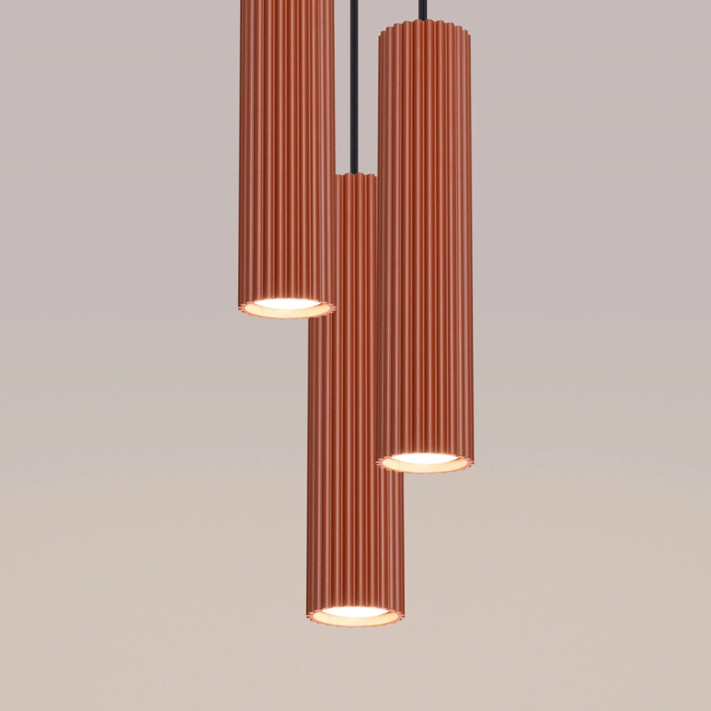 Lampada a sospensione KARBON 3P rosso ocra