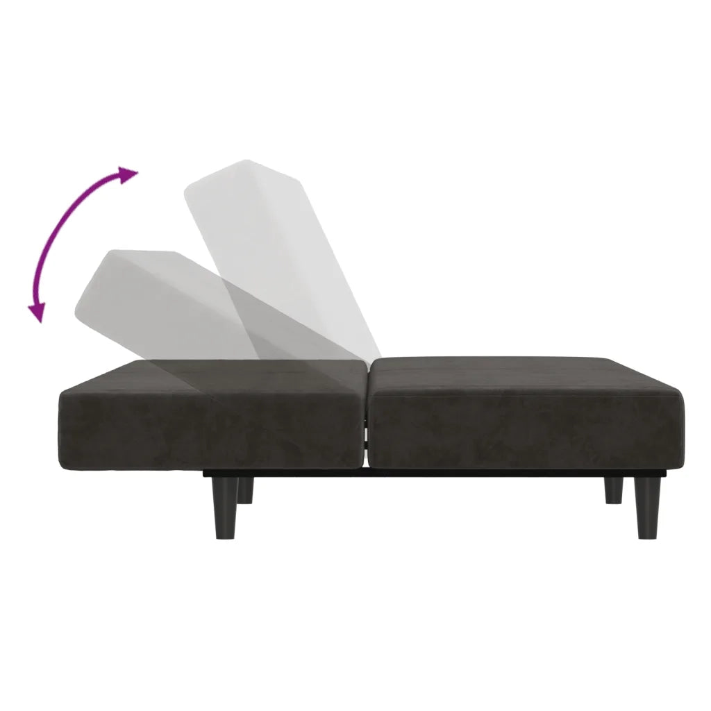 Divano letto | Sof¨¤ letto | Letto singolo a 2 Posti Grigio Scuro in Velluto