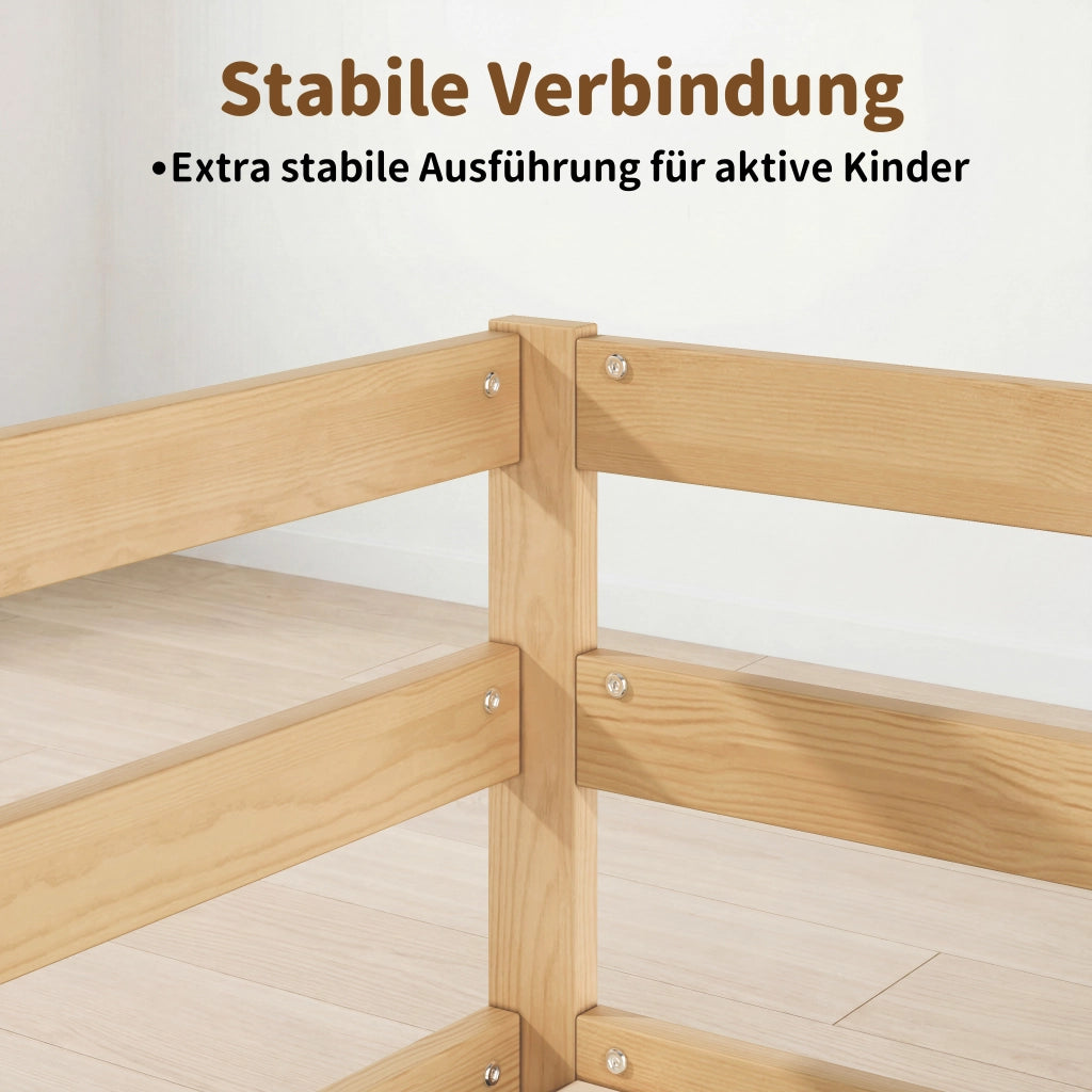 Letto Montessori da pavimento 140x200 cm in pino naturale