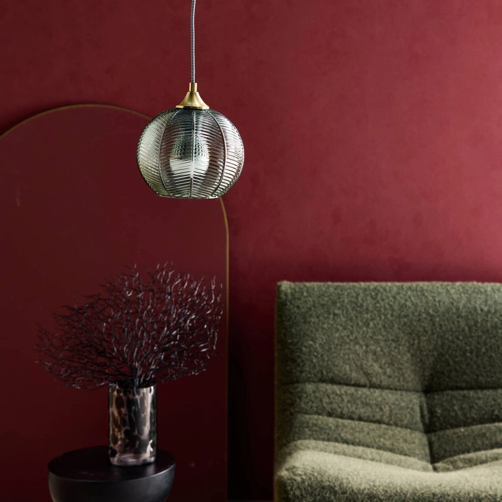 Lampade sospesa in metallo e vetro, 20cm, verde
