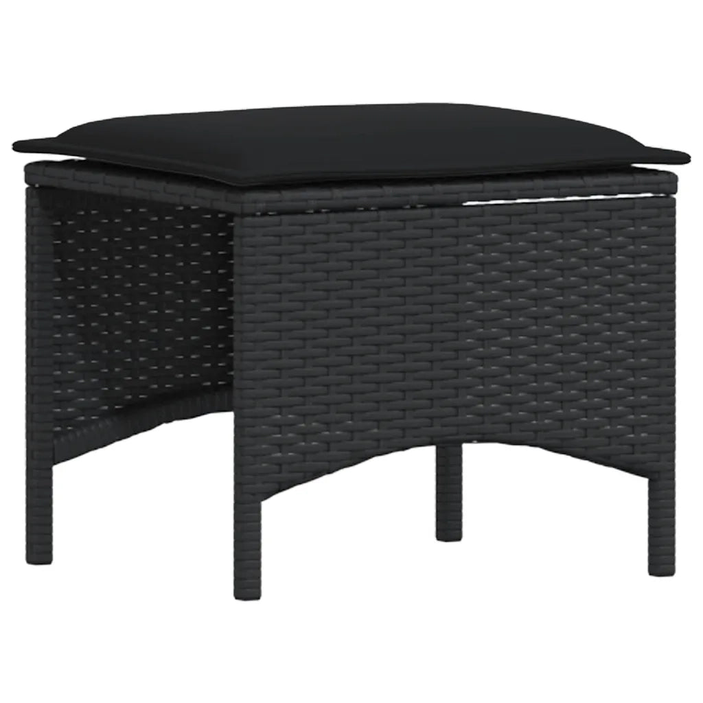 Set da Pranzo da Giardino 4 pz con Cuscini Nero in Polyrattan 4104132