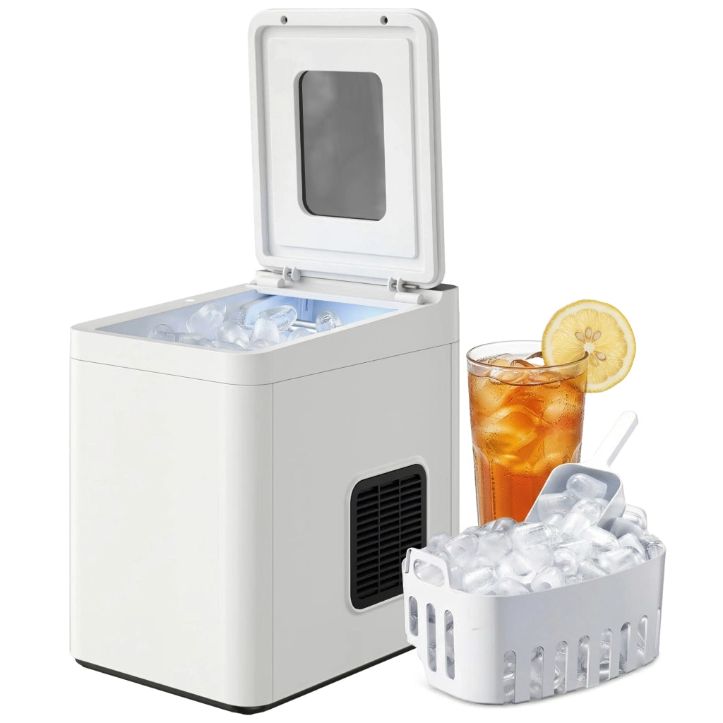 Macchina per Ghiaccio Autopulente ¨C Xylo ¨C Bianco Compatto con Paletta e Cestello