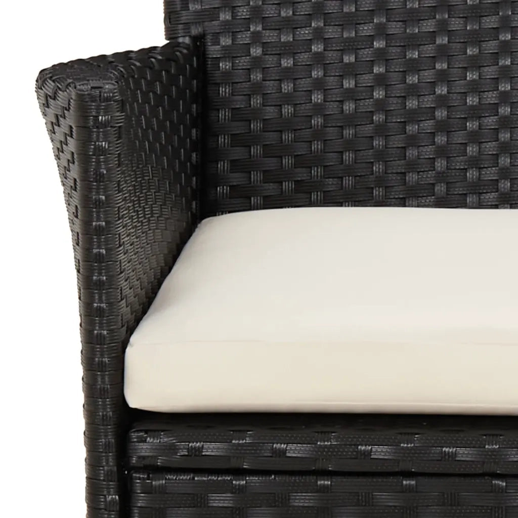Set da Pranzo da Giardino 5 pz Nero con Cuscini in Polyrattan 3187389