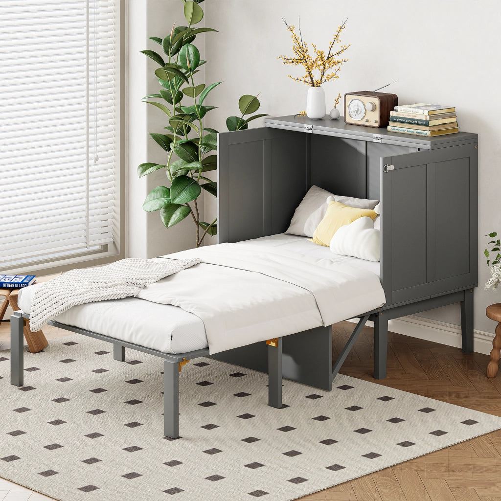 LETTO a ribalta verticale 90x200 cm Grigio in legno