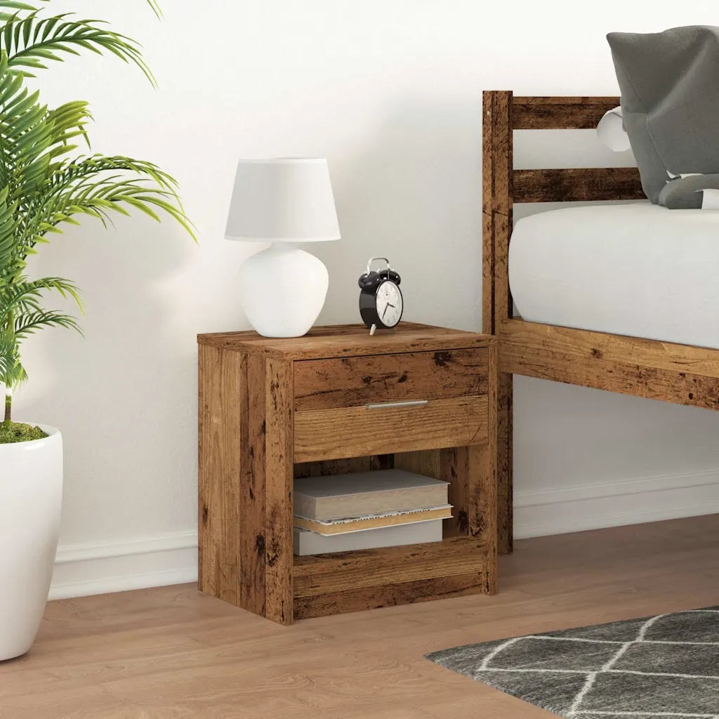 Comodino | Armadio da Notte | Mobiletto da notte con Cassetto Legno Antico 39x28x41 cm