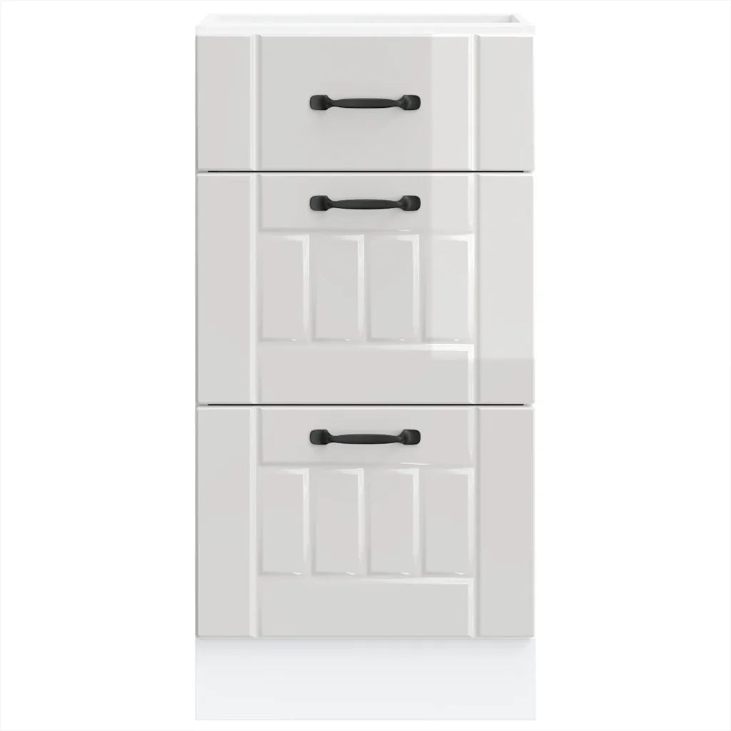 Mobiletto da cucina "Lucca" Bianco lucido in legno ingegnerizzato 854232
