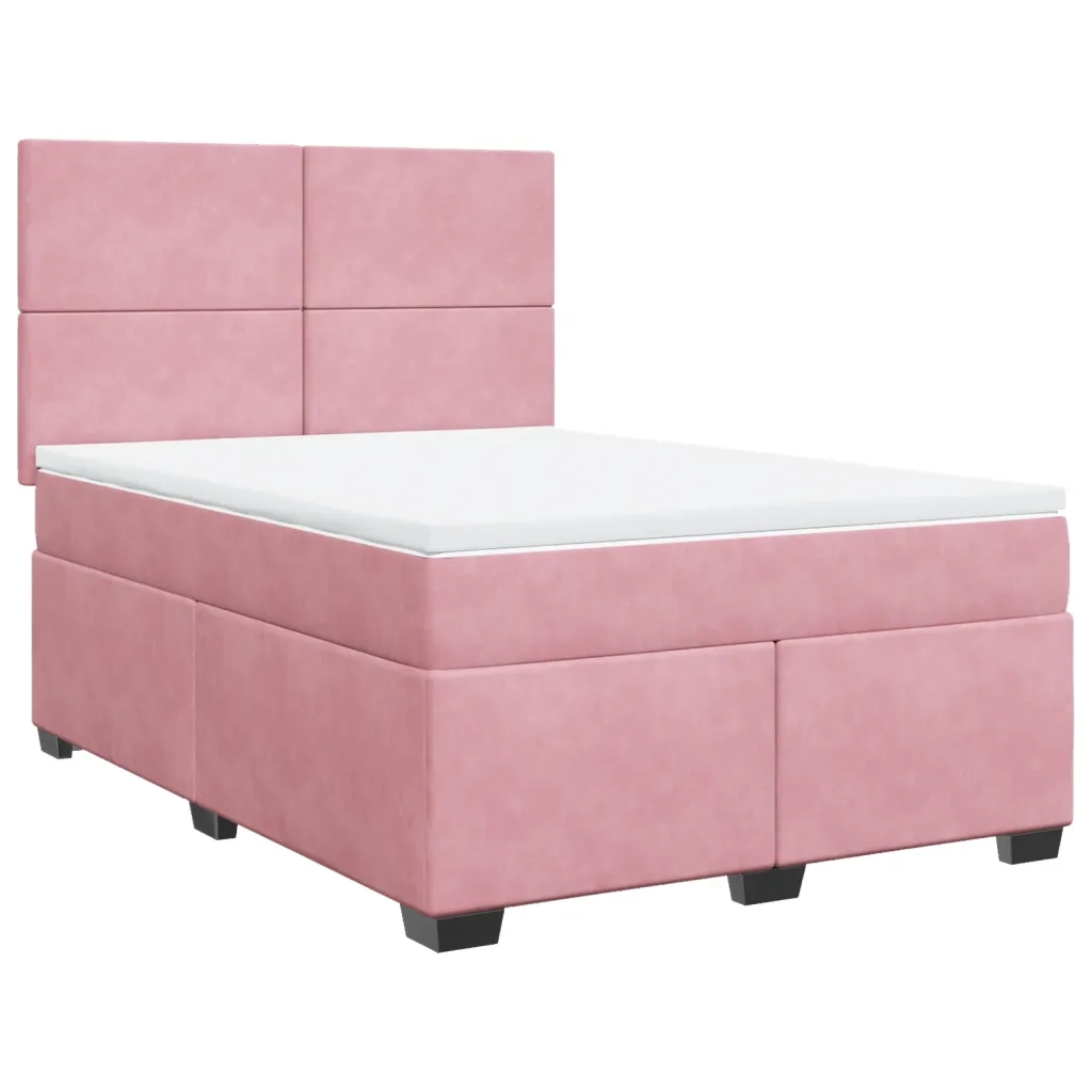 Giroletto a Molle con Materasso Rosa 140x200 cm in Velluto 3290929