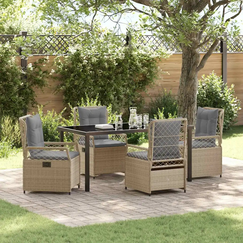 Set da Pranzo per Giardino 5 pcs Beige e Grigio Chiaro