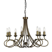 Lampadario a candelabro Olivia nero oro 8xE14 60W Elstead