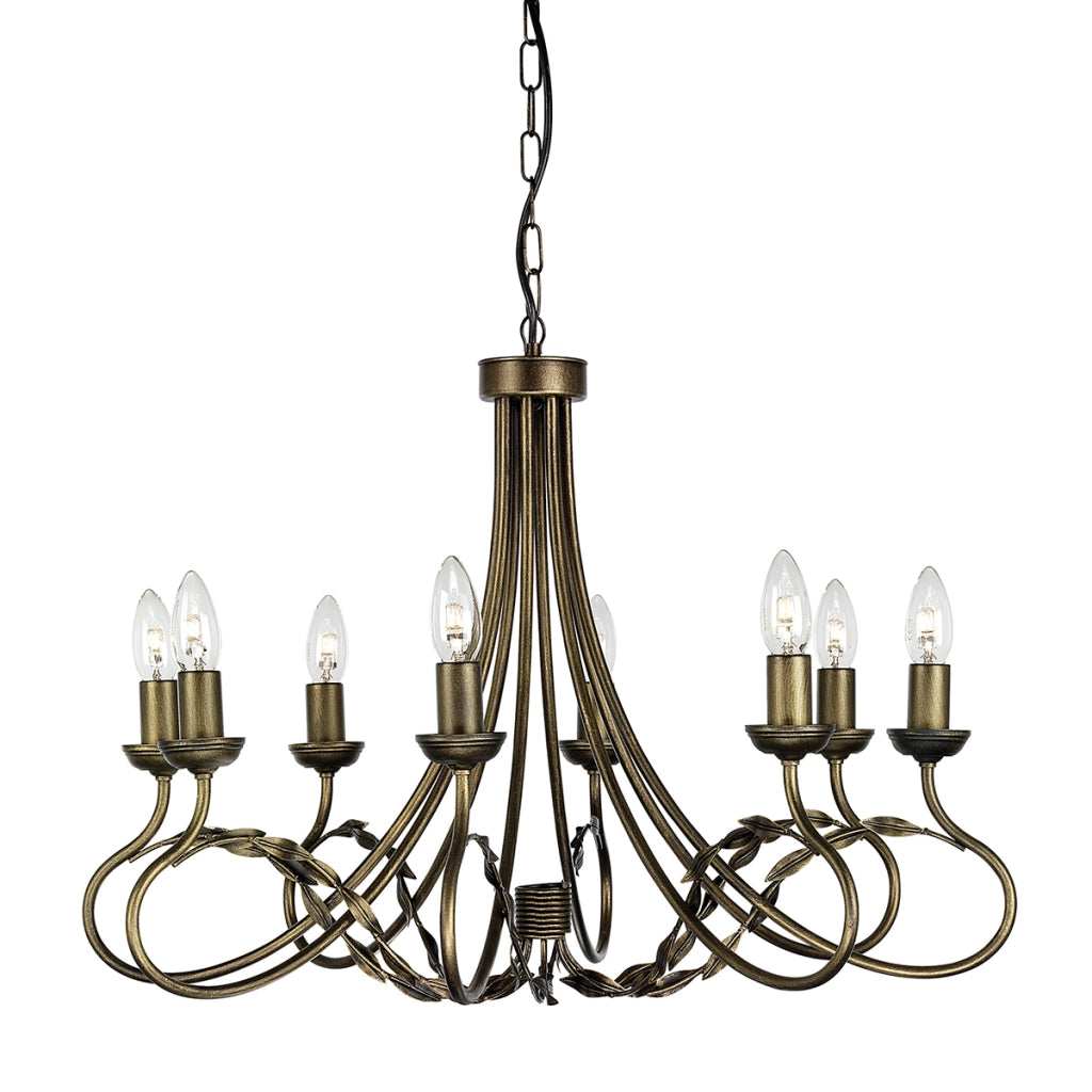 Lampadario a candelabro Olivia nero oro 8xE14 60W Elstead