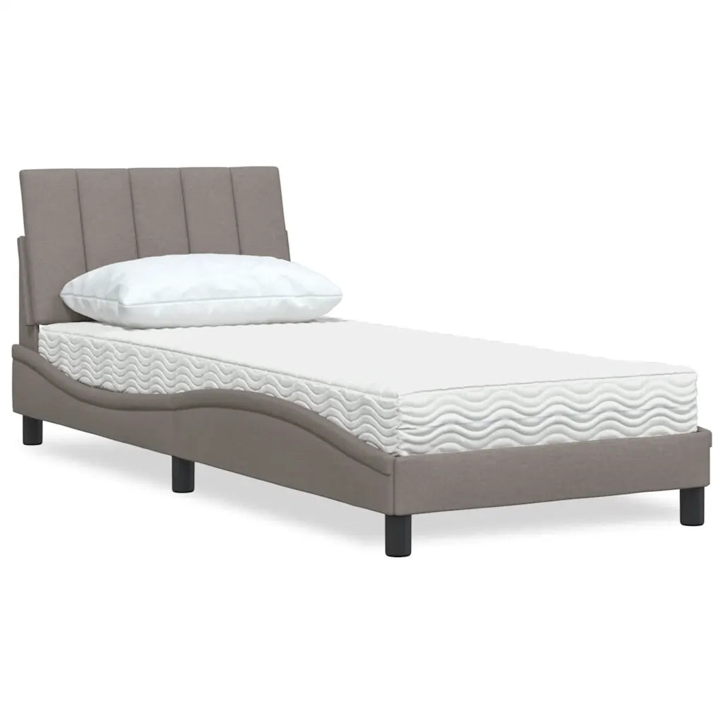 Letto con Materasso Hanko Tortora 90x200 cm in Tessuto 3310507