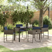 Set da Pranzo per Giardino con cuscino 5 pcs Grigio polyrattan 3380033