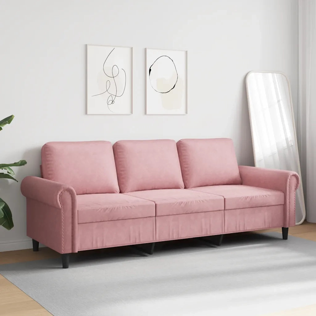 Divano a 3 Posti rosa 180 cm in Velluto 359542